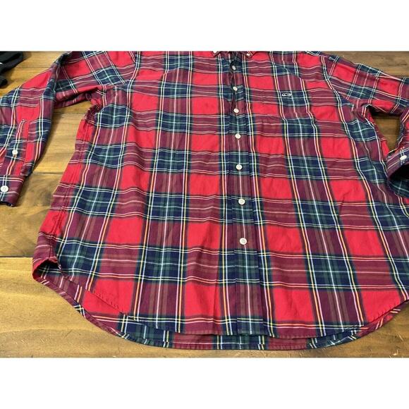 Vineyard Vines Mens XL Red Plaid Classic Fit Tucker Collar Button Up Shirt - Picture 2 of 9